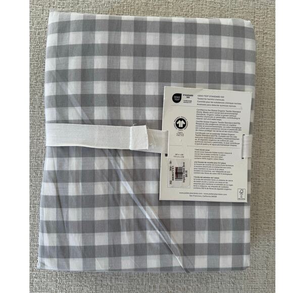 NWT Pottery Barn Kids Check Organic Duvet Cover Twin Size Charcoal Gray Plaid - Picture 2 of 2